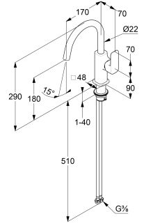 Смеситель для раковины Kludi Renon 42028N175 брашированная бронза