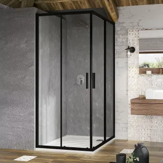 Душевой уголок Ravak Blix BLSRV2-90 X9BM40300Z1 90x90 см профиль чёрный стекло Transparent