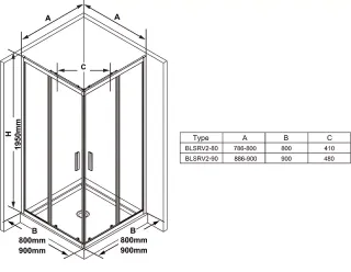 Душевой уголок Ravak Blix BLSRV2-90 X9BM40300Z1 90x90 см профиль чёрный стекло Transparent