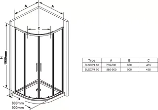 Душевой уголок Ravak Blix BLSCP4-90 X3BM70300Z1 90x90 см профиль чёрный стекло Transparent