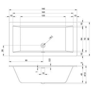 Акриловая ванна Riho Rethink Cubic Fall B107013005 заполнение через перелив 180х90см  белый Акриловая ванна Riho Rethink Cubic Fall B107013005 заполнение через перелив 180х90см  белый