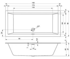 Акриловая ванна Riho Rethink Cubic B109001005 190х90см белый