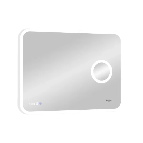 Зеркало Reflexion Point RF4513PT с LED подсветкой сенсором увеличительным зеркалом и часами 80х70