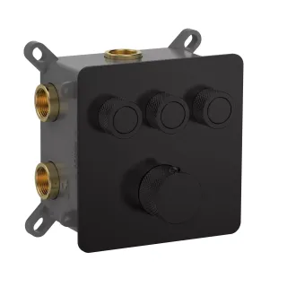 Встраиваемый смеситель-термостат на 3 источника AQUAme AQM8812MB с регулировкой напора чёрный матовый