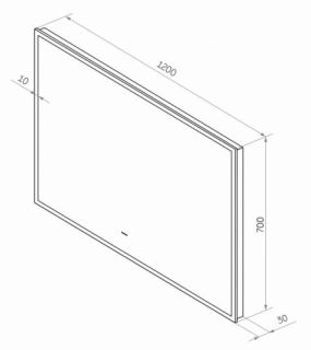 Зеркало с подсветкой Continent Amer ЗЛП1524 с бесконтактным сенсором 120x70см чёрный
