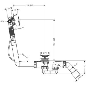 Слив-перелив Hansgrohe Exafill S 58113000 полуавтомат с наливом