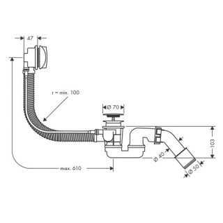 Слив-перелив Hansgrohe Flexaplus 58143000 Слив-перелив Hansgrohe Flexaplus 58143000