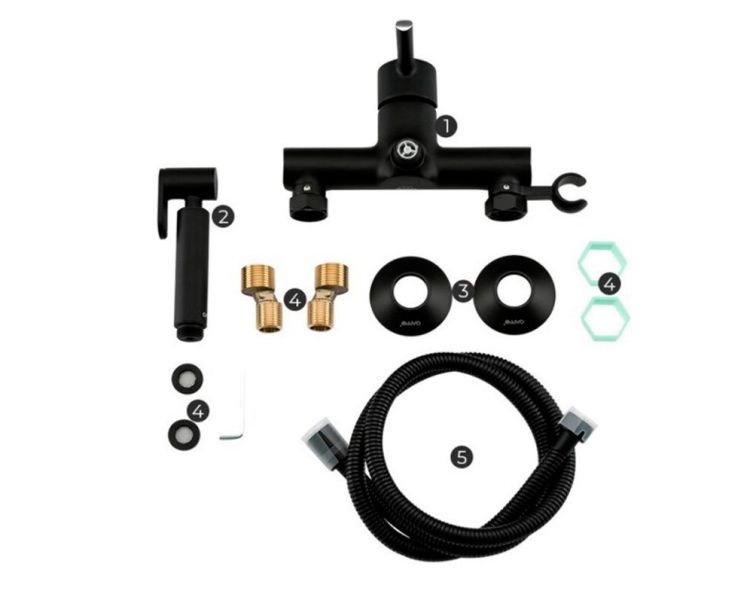 Гигиенический душ со смесителем Gappo G2003-6 чёрный/хром