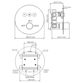 Wasserkraft Dinkel 5844 Thermo Термостатический смеситель для ванны и душа Wasserkraft Dinkel 5844 Thermo Термостатический смеситель для ванны и душа