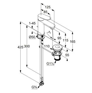 Смеситель для раковины Kludi X1 322883975 чёрный матовый