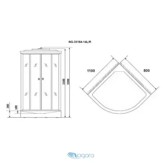 Душевая кабина Niagara NG-33184-14L 110x80 см профиль серебро стекло матовое