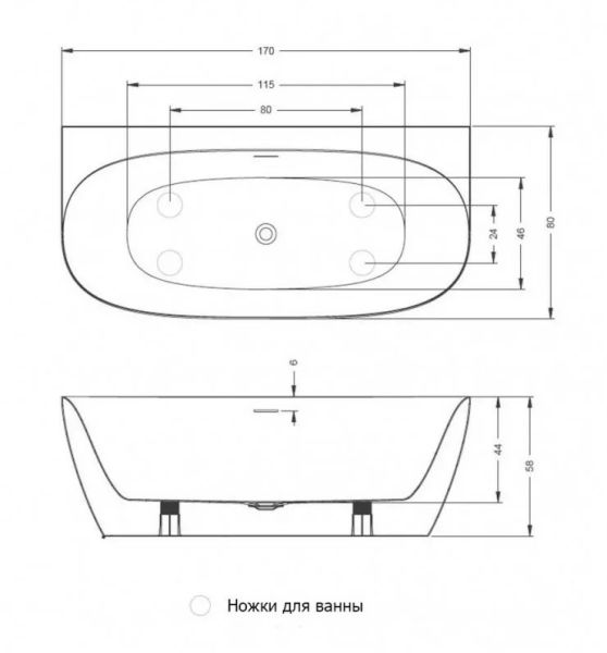 Акриловая ванна Riho Omega Back2Wall  B094001005 170x80см белый