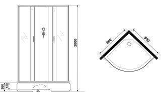 Душевая кабина Niagara NG-3503-14BK 80x80см серебро/тонированное