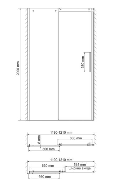 Душевая дверь Wasserkraft Dinkel 58R05 120x200