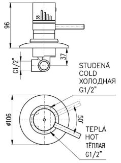 Смеситель для душа Rav Slezak Dunaj Termostat DT283Z золото