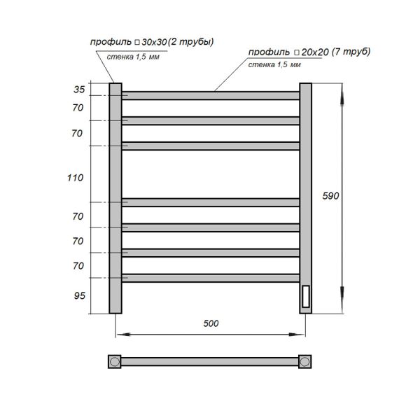 Полотенцесушитель электрический Point Вега PN71856W 50x60 см белый