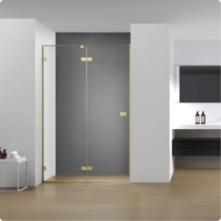 Душевая дверь AQUAme AQM7408-3-14 140 см профиль золото брашированное стекло прозрачное