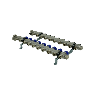 Коллекторная группа, ELSEN, 1, 9 контуров, размер отвода-3/4, PN, бар-4, T°C -от 0 до +70, EMi02.09, с вентилями, нержавеющая сталь