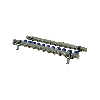 Коллекторная группа, ELSEN, 1, 11 контуров, размер отвода-3/4, PN, бар-4, T°C -от 0 до +70, EMi02.11, с вентилями, нержавеющая сталь