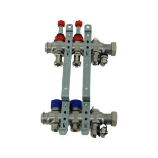 Коллекторная группа, ELSEN, 1, 2 контура, размер отвода-3/4, PN, бар-4, T°C -от 0 до +70, EMi03.02, с вентилями и расходомерами, нержавеющая сталь