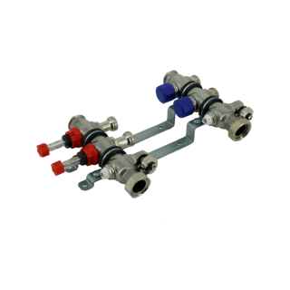 Коллекторная группа, ELSEN, 1, 2 контура, размер отвода-3/4, PN, бар-4, T°C -от 0 до +70, EMi03.02, с вентилями и расходомерами, нержавеющая сталь