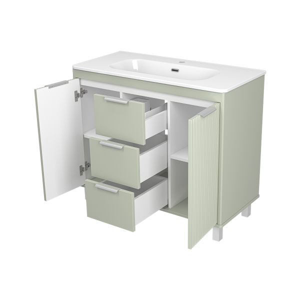 Напольная тумба под раковину Brevita Risacca Pistachio 100 УТ000026422 фисташковый