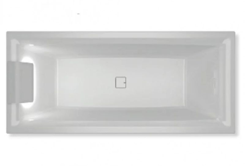 Акриловая ванна с подсветкой Riho Still Square LED Fall B099034005 180х80см светодиоды и подголовник слева заполнение через перелив белый