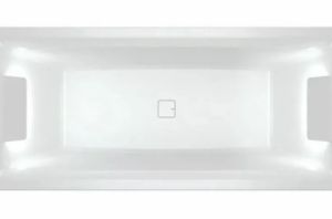 Акриловая ванна с подсветкой Riho Still Square LED Fall B099035005 180х80см светодиоды и подголовники с двух сторон заполнение через перелив белый