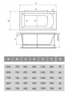 Акриловая ванна Vayer Milana 180x70 Гл000024275 без гидромассажа