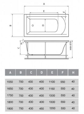 Акриловая ванна Vayer Milana 180x70 Гл000024275 без гидромассажа