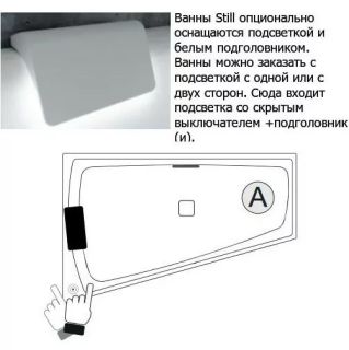 Акриловая ванна с подсветкой Riho Still Smart LED B101003005 R 170х110см светодиоды и подголовник слева белый Акриловая ванна с подсветкой Riho Still Smart LED B101003005 R 170х110см светодиоды и подголовник слева белый