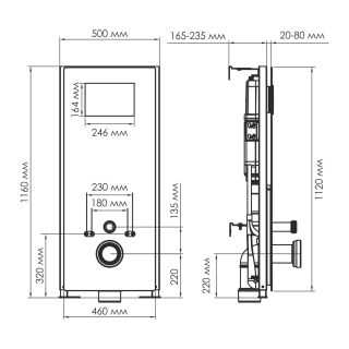 Система инсталляции для унитазов WasserKRAFT Abens 20TLT.010.ME.BL.BN02 с кнопкой смыва