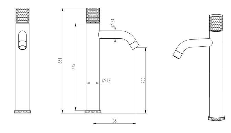 Смеситель для раковины Boheme Stick 122-BB чёрный матовый