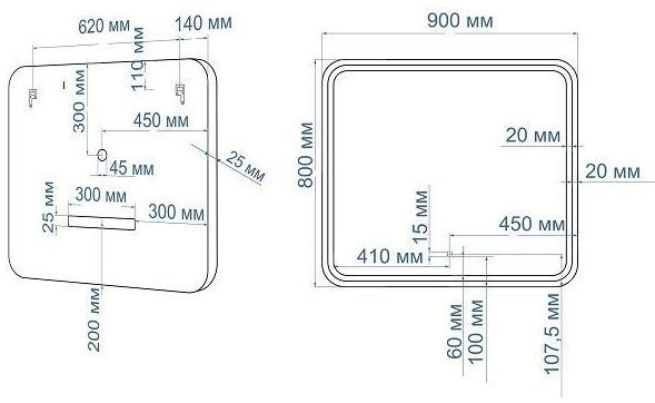 Зеркало с подсветкой Art&Max Genova 90x80см чёрный AM-Gen-900-800-DS-F