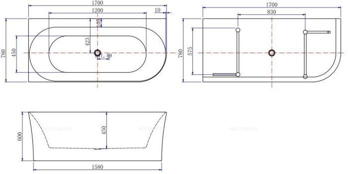 Акриловая ванна Allen Brau Priority 2.31004.20A/AM 170x78 см