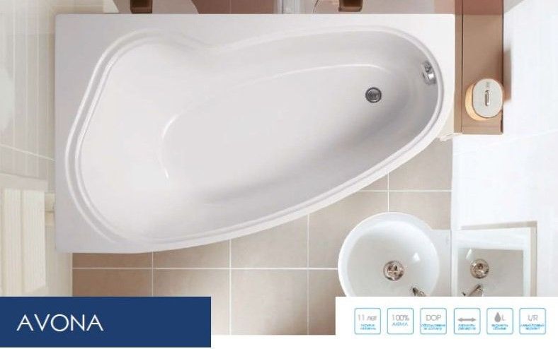 Акриловая ванна VagnerPlast Avona VPBA159AVO3LX-04 левая 150x90см белый