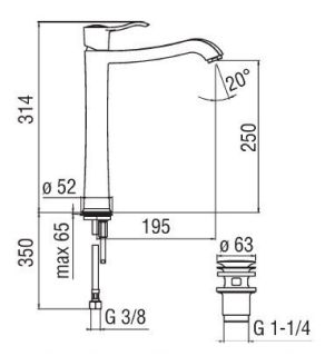 Смеситель Nobili Sofi SI98128/2CR для раковины Смеситель Nobili Sofi SI98128/2CR для раковины