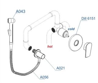 Гигиенический душ со смесителем WasserKRAFT A06156 со шлангом 100 см хром