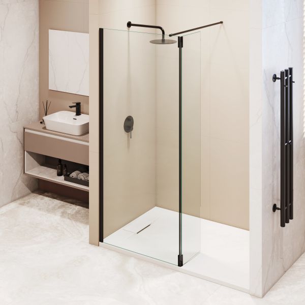 Душевая перегородка RGW WA-051B WA-010B + Z-071B 351005113-14 110 см профиль чёрный стекло прозрачное