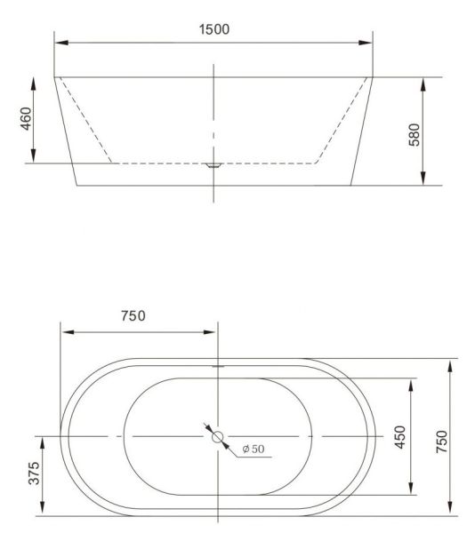 Акриловая ванна Art&Max 150x75см белый AM-203-1500-750 Акриловая ванна Art&Max 150x75см белый AM-203-1500-750