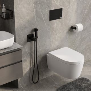 Гигиенический душ со смесителем WasserKRAFT Nuthe 9138 чёрный матовый