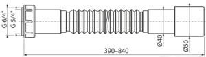 Гибкое соединение AlcaPlast 6/4" c переходником 5/4"?50/40 пластмасса A793