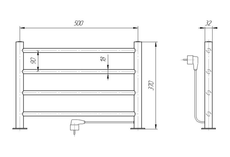 Полка электрическая Domoterm DMT-T4 38x53 EK R хром