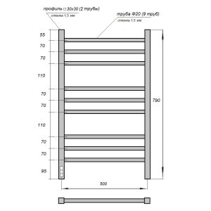 Полотенцесушитель электрический Point Веста PN70758W 50x80 см белый