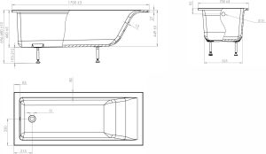 Ванна из искусственного камня AquaStone Арма 170x70см белый