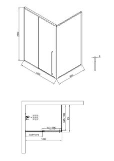 Торцевое стекло Timo TSS-900/03C-8 T64 90 см профиль чёрный стекло прозрачное