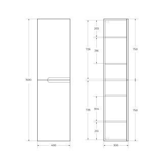 Шкаф подвесной Cezares Дуэт (Duet) DUET-N-1500-2A-SC-APR-P 40 см голубой жемчужный