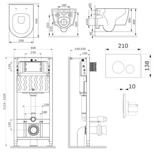Инсталляция Am.Pm IS49051.8F1901 с подвесным унитазом Aquaspin и клавишей смыва хром