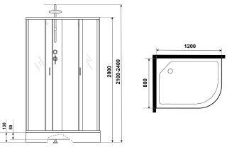 Душевая кабина Niagara NG-3512-14LBKTG с гидромассажем 120x80см серебро/тонированное