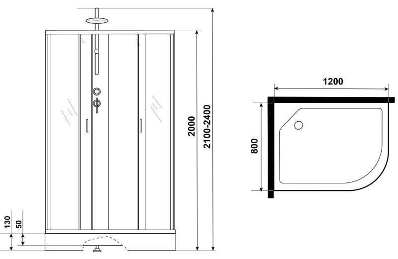 Душевая кабина Niagara NG-3512-14LBKTG с гидромассажем 120x80см серебро/тонированное